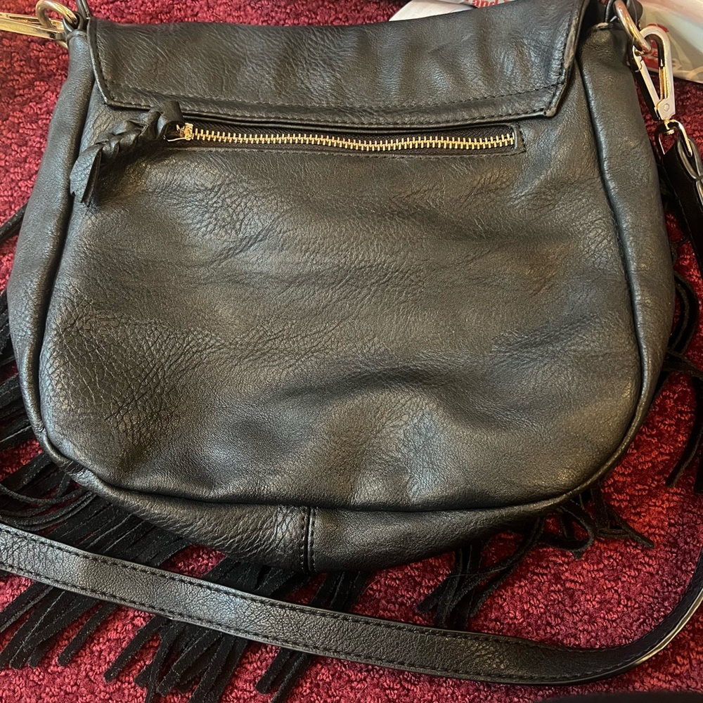 Sole Society EUC black Fringe Faux Leather Crossbody - Picture 5 of 10